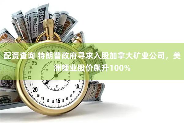 配资查询 特朗普政府寻求入股加拿大矿业公司，美洲锂业股价飙升100%